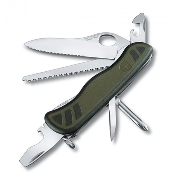 Нож Swiss Soldier`s Knife, 111 мм, 10 предм, зел-черн. нейлон, Vx08461.MWCH