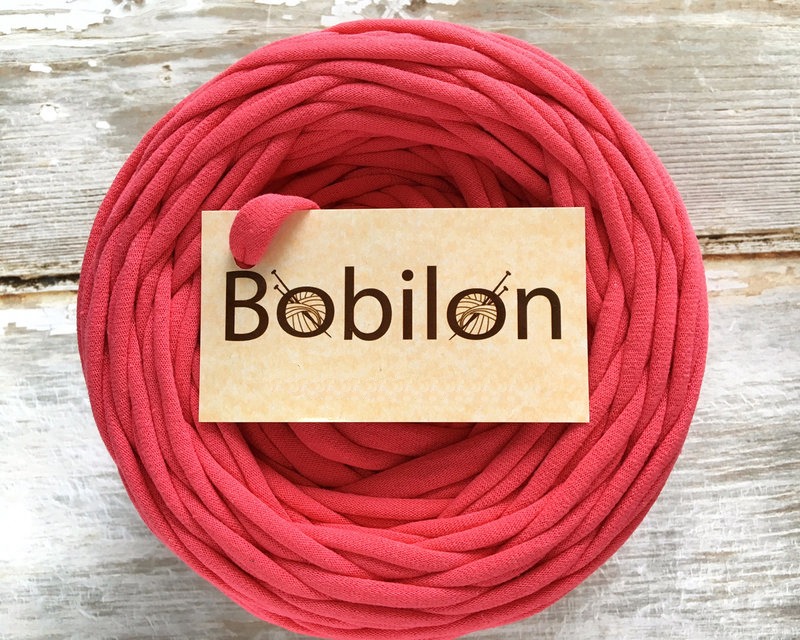 Пряжа трикотажна Bobilon Mini (5-7 мм), корал