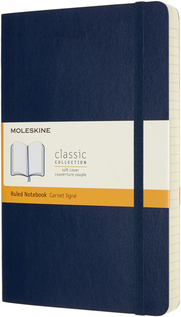 Блокнот Сапфир мягкий линейка, Moleskine Classic Expanded, QP616EXPB20