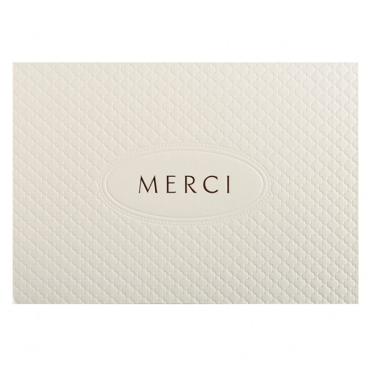 Набір з подвійної рельєфної карти-загот. 107*152 мм 320 г/м2 з написом "Merci" та конв. С6, кремовий, 60601L