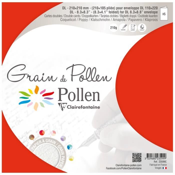 Заготовка д/открыток сложенная зернистая Pollen 105*210 мм/210 г, Poppy/Мак, 23599C