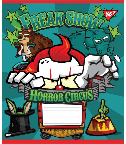 Зошит 12 кос. без д/л YES Horror circus, 764515