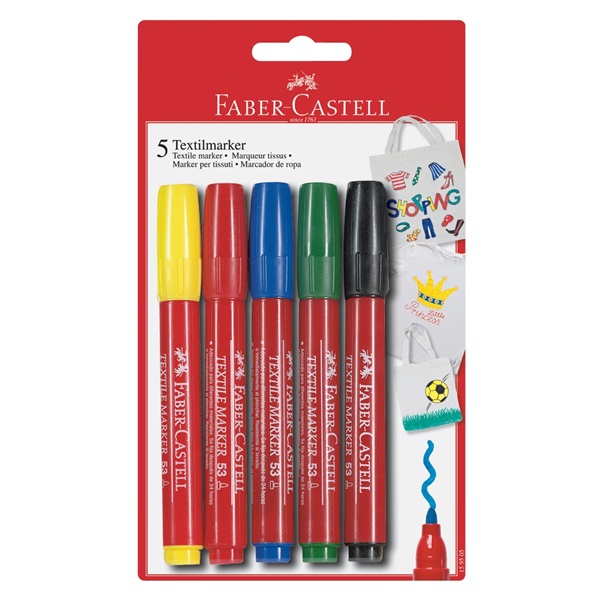 Фломастери по тканині 5 кол. у блістері, 159505 Faber-Castell***