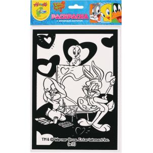 Раскраска А4 "Бархатный трафарет" "Looney Tunes", Сentrum 83829