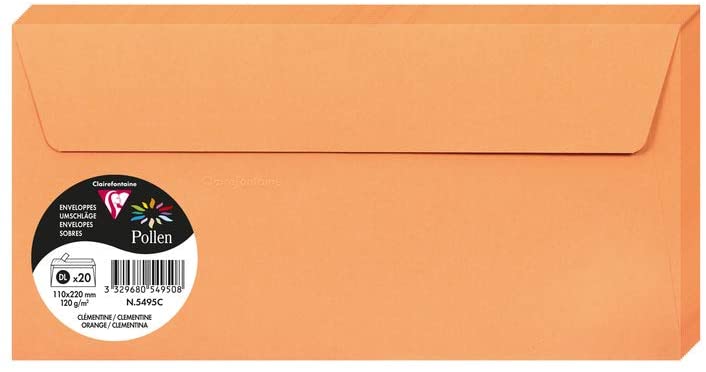 Конверт декоративний Pollen DL (110*220 мм)/120 г, Orange/Помаранчевий, 5495C