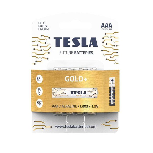 Батарейка TESLA LR03 AAA GOLD+ щелочная (4 шт/бл.) цена указ. за шт.