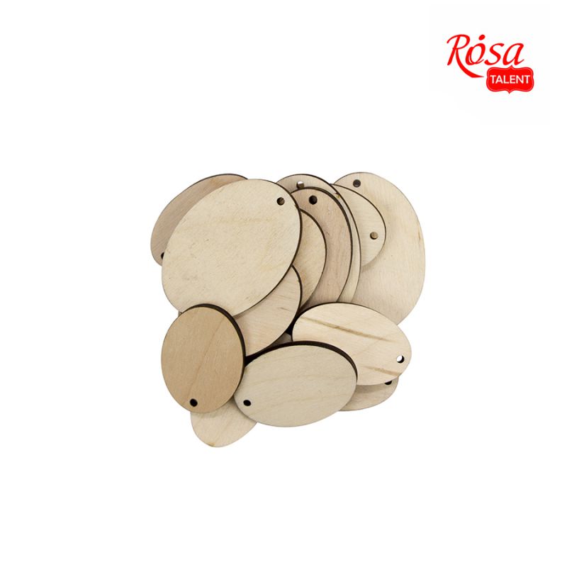 Набор заготовок Теги "Овал", фанера, размер в асс. 15 шт, Rosa Talent