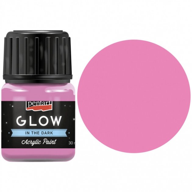 Краска акриловая для декора "Glow in the dark", розовый, 30 мл, Pentart