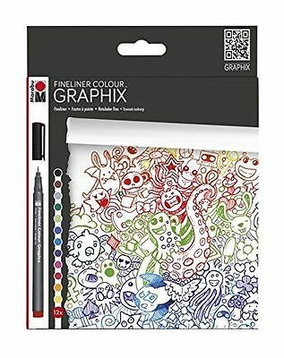 Набор линеров на водной основе, Marabu Fineliner Graphix, цветные, 12 шт, 146000000100