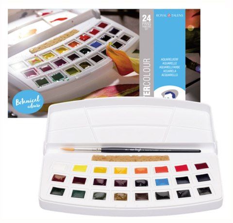Набір акварельних фарб Van Gogh Botanical Colours, 24 кювети, пластик, Royal Talens