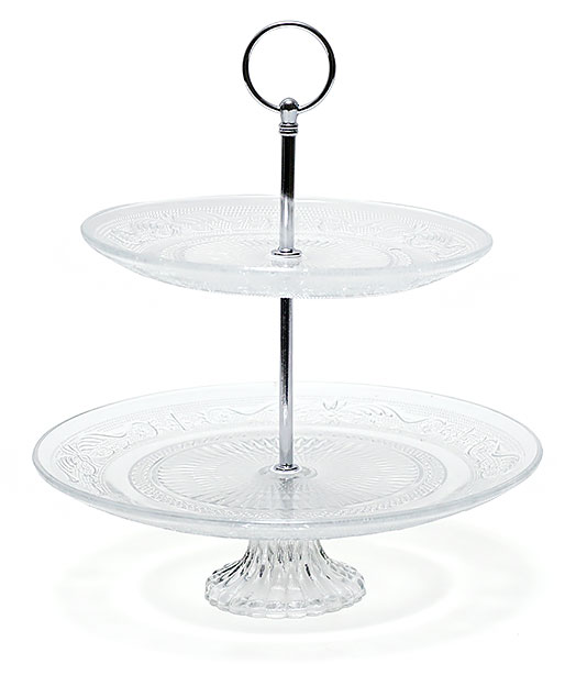 Этажерка стеклянная 20+25 см, на подставке, 513-T18