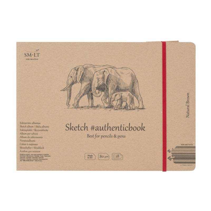 Альбом для ескізів А5 Authentic 28 арк., 135 г/м2, коричневий папір, Smiltainis
