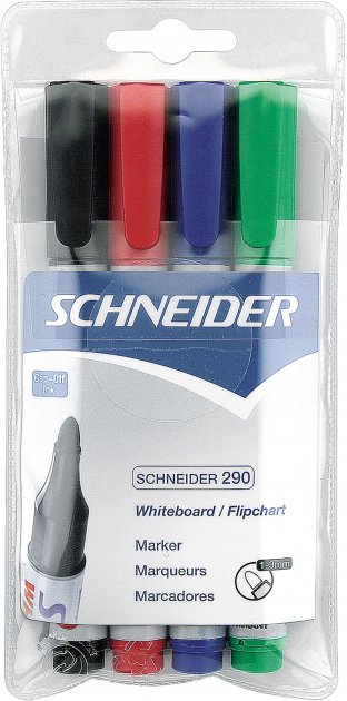 Набір маркерів для дошок та фліпчартів Schneider 290, 4кол., S129094