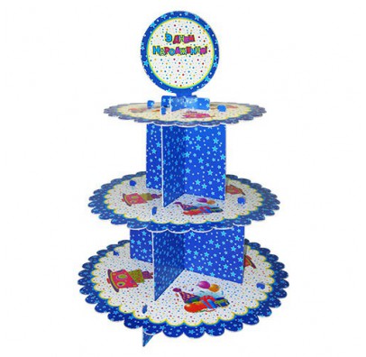 Підставка для мафінів "З Днем народження", синя, F-050502