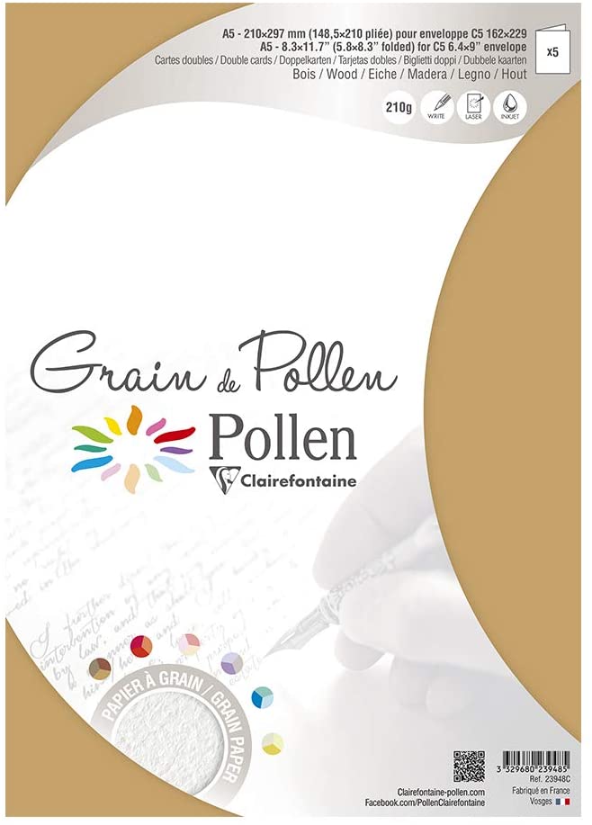 Заготовка д/открыток сложенная зернистая Pollen 148,5*210 мм/210 г, Wood/Дерево, 23948C