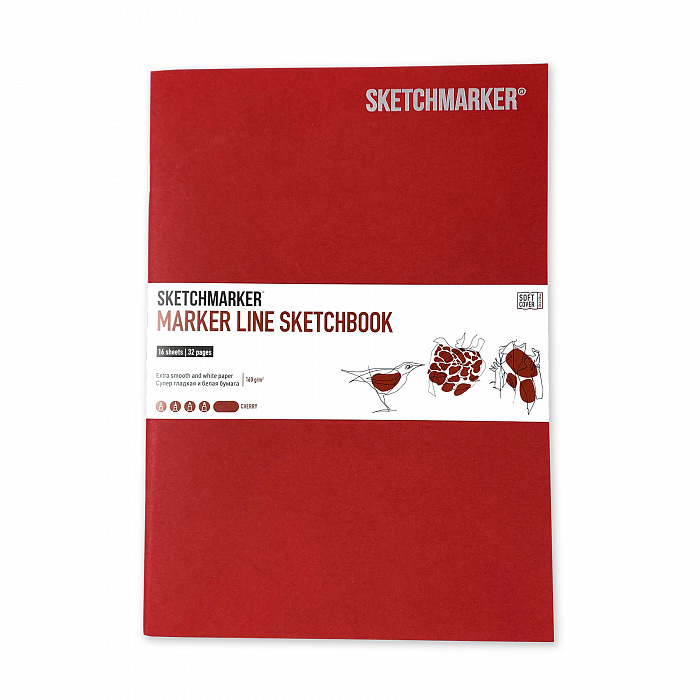 Скетчбук SKETCHMARKER В5 16 арк., 160 г/м², м`яка обкл., вишня, MLSM/CHERR