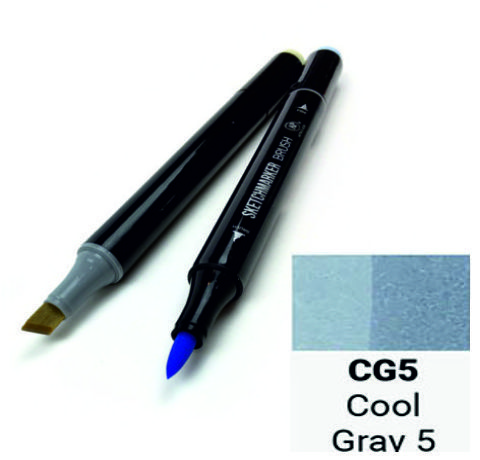 Маркер двухсторонний SKETCHMARKER Brush Прохладный серый 5, SMB-CG5 3