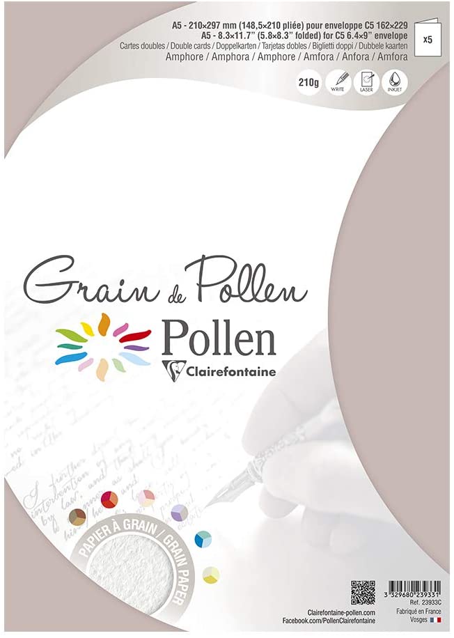 Заготовка д/открыток сложенная зернистая Pollen 148,5*210 мм/210 г, Amphora/Амфора, 23933C