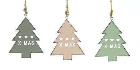 Подвеска новогодняя Ёлка плоская "X-MAS" 10 см металлическая (3 вида в ассортименте), 9762233 ТМ "A&G"