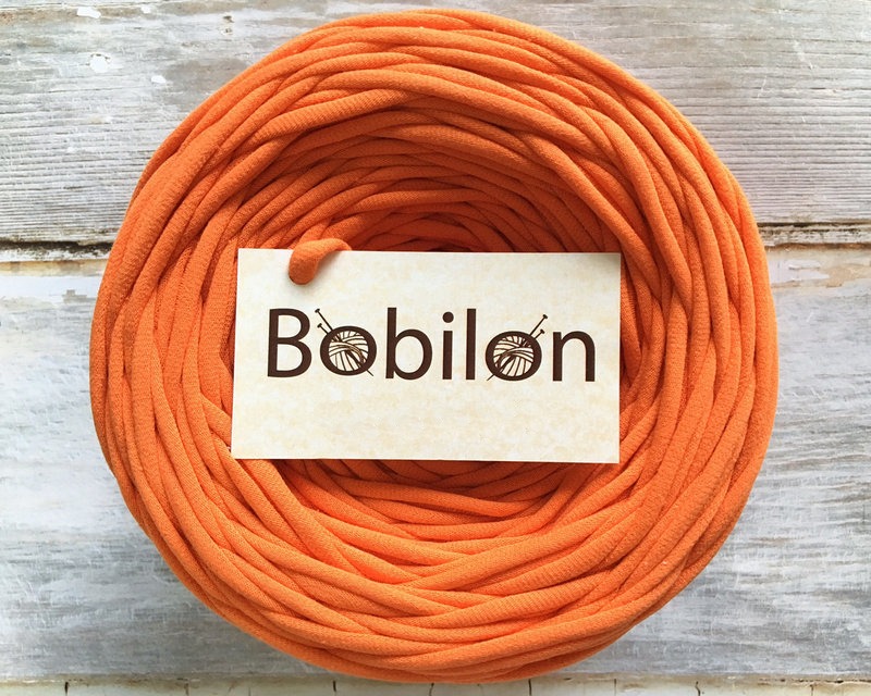 Пряжа трикотажная Bobilon Mini (5-7 мм), оранжевый апельсин 1
