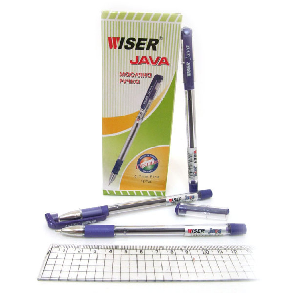 Ручка масляная Wiser "Java" 0,7 мм с грипом, фиолетовая, java-fl
