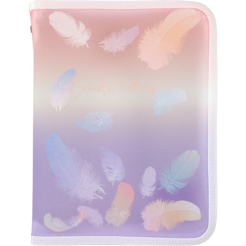 Папка объемная на молнии, А5+, Colourful Feather 02, 1808-92-A