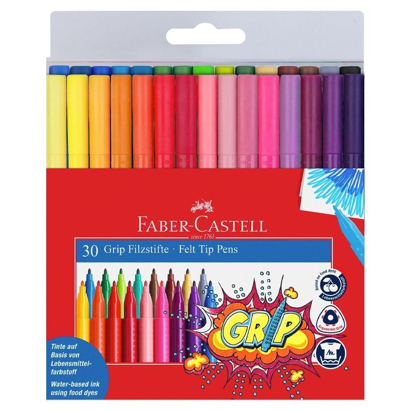 Фломастери 30 кол. Grip тригранні, 155335 Faber-Castell