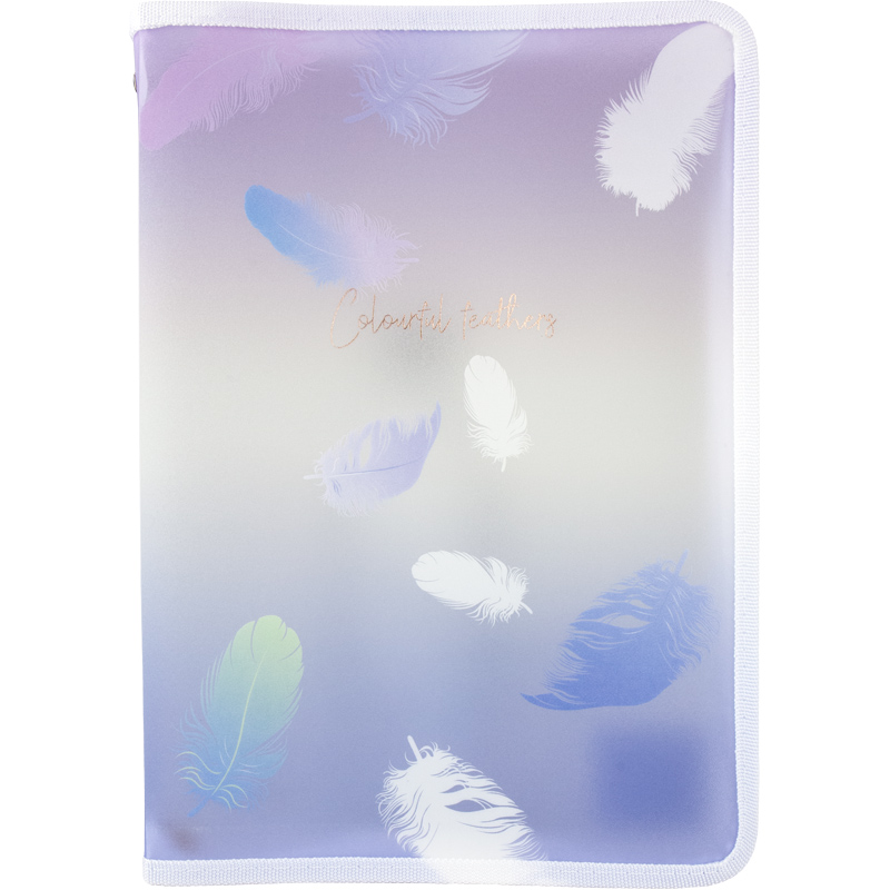 Папка об`ємна на блискавці, А4+, Colourful Feather 03, 1807-93-A