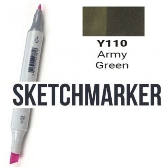 Маркер SKETCHMARKER, 2 пера: долото и тонкое, Army Green - Армейский зелёный, SM-Y110 3