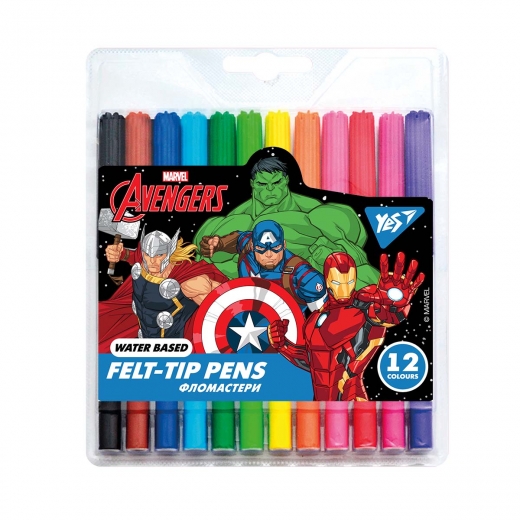 Фломастеры YES 12 цв. "Marvel. Avengers", 650474