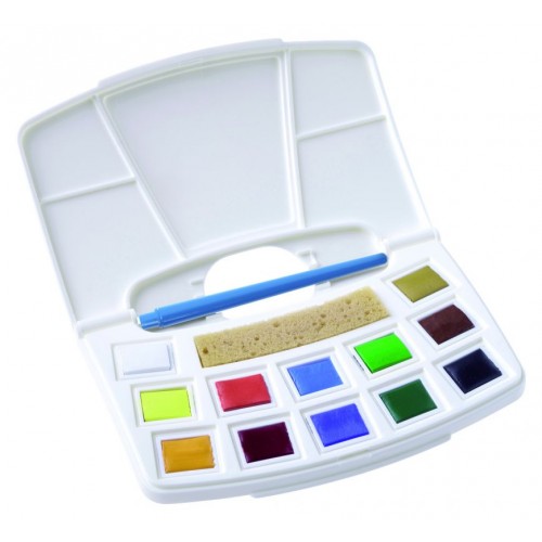 Набір акварельних фарб ArtCreation Pocket box, 12 кювет, пензель, спонж, Royal Talens 5