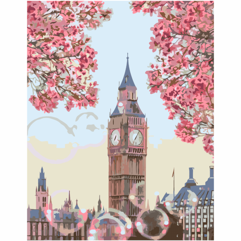 Картина по номерам "Цветущий Биг-Бен, Лондон" 35*45 см, Rosa Start